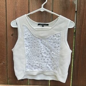 Timo Weiland Lasercut Cropped White Top Sz Small